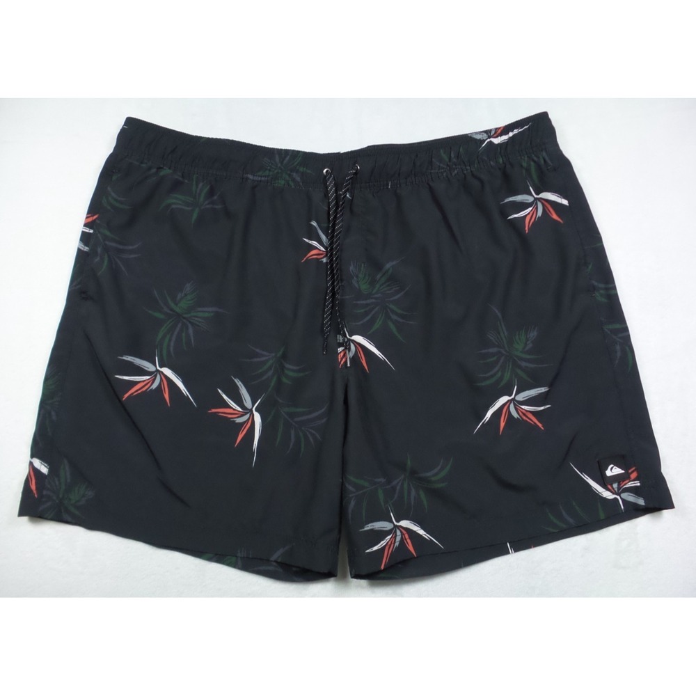 Quiksilver Shorts Mens XXL Black Floral Stretch Boardshorts Pockets Drawstring